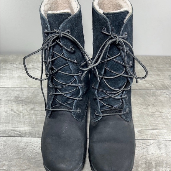 Timberland A12Q3 Woodhaven Black Leather Riding Womens Waterproof Boots Size 8.5 - Picture 3 of 10